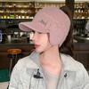 Moda Famosa en Internet Sombrero de Punto de Copa Vacía con Visera de Lengua de Pato para Mujer Otoño e Invierno Cálido Mezcla de Pelo de Conejo Sombrero Deportivo Sombrero Coreano Protector de Orejas