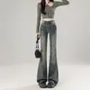 Jeans de Campana Retro Americanos para Mujer, Novedad Verano 2025 Pantalones de Pierna Ancha Ajustados de Cintura Alta y Caída Suave