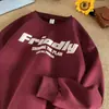 Sudadera con Estampado de Letras Color Albaricoque y Leche, Cuello Redondo para Hombre, Sudadera con Capucha Pesada Estilo Americano, Suéter Casual con Forro Polar, Chaqueta Engrosada