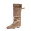 Botines de hebilla cuadrada, botas altas para mujer, nueva colección otoño/invierno 2026, desmontables, convertibles, con plantilla interior para aumentar altura, botas altas de montar