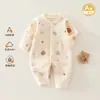 Macacão de Bebê para Primavera e Outono Classe A Macacão Quente de Manga Longa para Bebê Macacão Acolchoado Espesso de Algodão de Ar para Engatinhar Sem Ossos