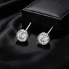 Brincos de Tarraxa Xu Ping Geométricos Redondos Pequenos Exquisitos Temperamento Liga de Cobre Inlaid Pedra Única Clássico Diário Fácil de Combinar Brincos Transfronteiriços para Mulheres