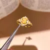 Anel Aberto Simples Oval de Zircônia Luz Ring Light Luxo High-End Moda Exquisito Anel de Dedo Estilo Corte Retro Joia de Mão para Mulheres