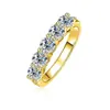 Anel de Moissanita Feminino Anel S925 Anel de Fileira Princesa com Cinco Diamantes Anel de Coroa Exportação Transfronteiriça Fábrica de Joias Atacado