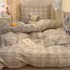 Juego de ropa de cama de algodón 100% para dormitorio universitario de tres piezas para literas, funda de edredón de algodón estilo ins, juego de seis piezas para cama individual