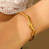 Pulseira Feminina de Aço Inoxidável Estilo Ins Moda Transfronteiriça Europeia e Americana Flor de Bambu Gota d'Água Geométrica Abertura Pulseira