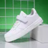 Zapatos Blancos para Niños Niños, Zapatos de Lona con Suela Suave, Zapatos Deportivos, Blancos, para Niños de Edad Media y Mayores, Superficie de Cuero, Impermeables, Antideslizantes, Suela Plana, Versátiles