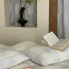 Juego Sencillo de Doble Capa de Gasa Jacquard de Cuatro Piezas, Algodón Puro, Patrón de Cuadros Azules, 1.8m, 2.0m Juego de Cama
