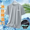 Camiseta de Manga Corta de Seda de Hielo para Hombre, Verano Holgada Talla Grande Casual Versátil para Hombre, Ropa Moderna Estilo Coreano para Hombre