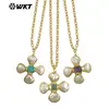Wt-Jn346 Colgante Forma de Cruz de Molino de Viento con Concha, Amatista y Turquesa Cadena Delgada Collar Unisex