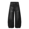 Marca Tendência Jiayiku Outono 2025 Novo Jeans Retrô Americano Sabre para Homens e Mulheres Vibe Solto Calças de Perna Larga