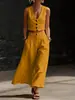 Conjunto Casual Elegante de Chaleco Corto con Cuello en V y Pantalones de Pierna Ancha para Mujer, Nuevo, Transfronterizo de Amazon 2026