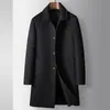 Casaco de Lã Masculino para Outono e Inverno, Comprimento Médio, Estilo Executivo com Forro Removível de Penugem de Ganso, Jaqueta de Lã Dupla Face para Homens de Meia-Idade