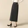 Estilo Maduro Ligero Elegante Falda Traje de Otoño para Mujer Falda 2024 Nueva Falda Recta Adelgazante con Abertura para Commuter