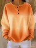 Amazon Transfronterizo Nuevo Estilo Europeo y Americano Rayas Verticales Cuello Henley Manga Larga Sudadera con Capucha Suelta Hombros Caídos Media Cremallera Top para Mujer