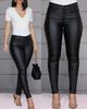 Otoño e invierno 2020 Nuevos Amazon wish explosiones pantalones de piel PU de color sólido leggings casuales sexys pantalones de mujer comercio exterior