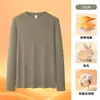 Camiseta base masculina com pelo de coelho, gola redonda, tecido térmico dupla face, top interno, novo estilo outono e inverno masculino, camiseta de manga longa com forro de fleece