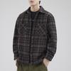 Camisa xadrez estilo japonês masculina manga comprida outono e inverno nova camisa de lã solta jaqueta casual retrô moderna masculina