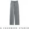 Pantalones anchos de cachemira 26 para mujer, nuevos para otoño e invierno, engrosados, de cintura alta, con caída, pierna recta, casuales, de largo hasta el suelo
