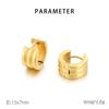 Suministro de pendientes de comercio exterior INS, pendientes de tres filas de acero de titanio, pendientes con personalidad que combinan con todo, cara dorada de 18 quilates, cara ancha, hebilla de oreja, joyería