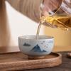 Taza Antigua Pintada a Mano Agua de Montaña Azul Fondo Boca Vaso Cerámica Hogar Taza Maestra Taza de Degustación de Té Tazas de Té Juego de Té Kung Fu Taza Pequeña Trabajo