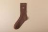 Calcetines de Otoño e Invierno para Mujer Color Café Rizo Lazo Bordado Calcetines de Lana Moda Versátil Calcetines Media Pantorrilla Mayoreo