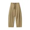 Calça Reta Larga Patchwork com Cordão e Cintura Elástica Estilo Retrô Japonês Nanxia para Homens, Calça Longa Casual Solta para Primavera e Verão