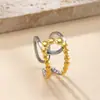 Anillo de Acero Inoxidable de Comercio Exterior Transfronterizo, Anillo de Línea Chapado en Oro Prensado con Aceite, Diseño de Nicho para Mujer, Fábrica de Joyería de Acero de Titanio que No se Desvanece