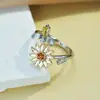 Anillo de dedo índice giratorio de girasol con índice de abeja de circonita microincrustada de cobre para aliviar el estrés transfronterizo de Amazon regalo de vacaciones