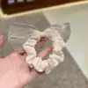 Moderna Liga para el Cabello Blanca de Malla con Lazo para Mujer, Súper de Ensueño, Suave y Versátil, Elegante y Juvenil Banda para Cola de Caballo