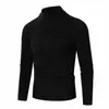 Suéter de rayas de cuello medio alto para hombre, nuevo de otoño e invierno, importado, jersey ajustado estilo coreano, suéter de punto cálido para usar como capa base