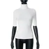 AliExpress Ropa de Mujer Europea y Americana Transfronteriza Primavera y Verano Nueva Color Sólido Cuello Alto Manga Corta Ajustada Adelgazante Estilo Básico Camiseta Top
