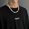 Colar masculino de aço titânio, não desbota, de alta qualidade, versátil, joias da moda hip-hop, acessórios retrô simples e únicos para mulheres