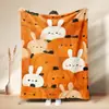 Manta Polar de Franela con Estampado de Calabaza Hoja de Arce Acción de Gracias Otoñal Festival de la Cosecha Calabaza de Dibujos Animados Manta para Siesta Personalizada