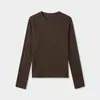 Suéter de Punto Mezcla de Lana Tencel ACME para Mujer, Manga Larga Ajustado Elástico Cuello Redondo Camiseta Básica, 10 Colores 45707