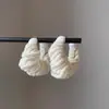 Muy Adecuados para Otoño e Invierno~ Pendientes de Aro Tejidos de Lana Marrón Maillard Vintage para Mujer, Pendientes Atmosféricos