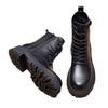Botas de Mujer Estilo Británico 2024 Nuevo Otoño e Invierno Botines Versátiles de Suela Gruesa Botines Cortos Forrados de Vellón Tendencia Ins