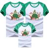 Nueva camiseta de verano de manga corta para padres e hijos, conjunto familiar de manga raglán, versión coreana de ropa infantil holgada, una generación de verde y blanco