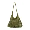 Bolsa de Malla Tejida Hueca de Verano para Mujer 2026 Nueva Bolso de Hombro de Gran Capacidad Estilo Casual de Centro Turístico Costero Bolsa de Playa