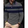 Ropa de hombre de manga larga transfronteriza Amazon casual de negocios para hombre con cuello camisero estampado digital camisa POLO