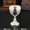 Copas pequeñas de tallo con diseño de rosas, copas de vino pequeñas, vasos individuales, copas de licor de alta gama estilo europeo, copas de vino pequeñas de metal creativas y retro para uso doméstico
