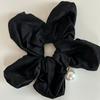 Anel de Cabelo Pétala de Flor Pérola Acessórios de Cabelo Tecido Colorido Corda de Cabelo para Rabo de Cavalo Baixo Anel de Laço Grande Adorno de Cabeça