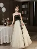 Vestido de Noche Strapless de Alta Gama Estilo Francés, Vestido de Princesa para Ceremonia de Mayoría de Edad, Vestido para Performance Vocal de Anfitriona, Vestido Tutú de Cumpleaños