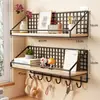 Estante de almacenamiento de pared sin taladro para habitaciones de residencia estudiantil, esenciales para residencia estudiantil, cesta colgante de pared para camas de estudiantes universitarios, estante de almacenamiento de pared para mesita de noche