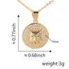 Europa y Estados Unidos moda transfronteriza dominante chapado 18k redondo marca animal relieve colgante incrustado circonita collar de personalidad outlet de fábrica