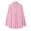 Venta al por mayor 2026 Primavera Nuevo Estilo Europeo y Americano Camisa Suelta de Manga Larga Rayada Rosa para Mujer 21215
