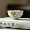 Xícaras de chá de cerâmica pintadas à mão em underglaze com design de borboletas empilhadas em azul celeste, par de xícaras de mestre para uso doméstico, conjunto de chá kung fu, xícaras para degustação de chá