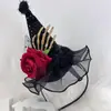 Tocado de Halloween Sombrero Mágico de Bruja Diadema Decoración de Maquillaje Diadema de Encaje Horquilla de Calabaza Accesorio para el Cabello de Fantasma