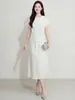 Conjunto de Moda Bordado Falda para Mujer 2025 Sencillo Lujo Ajustado Camiseta y Media Falda Conjunto de Ropa de Verano Moderno