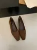 Zapatos Bajos de Gamuza Retro Cuadrados sin Cordones Zapatos Pequeños de Cuero para Mujer 2026 Nuevos Versátiles para Viajar al Trabajo Zapatos de Vestir